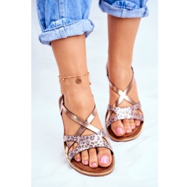 S.Barski Ženske ravne sandale Champagne Barski Lomba ružičasta žuta boja 2