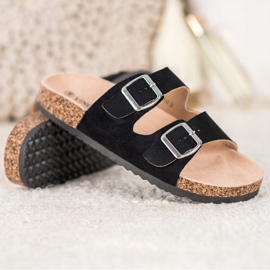 VINCEZA papuče s kopčom crna 1