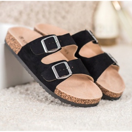 VINCEZA papuče s kopčom crno 2