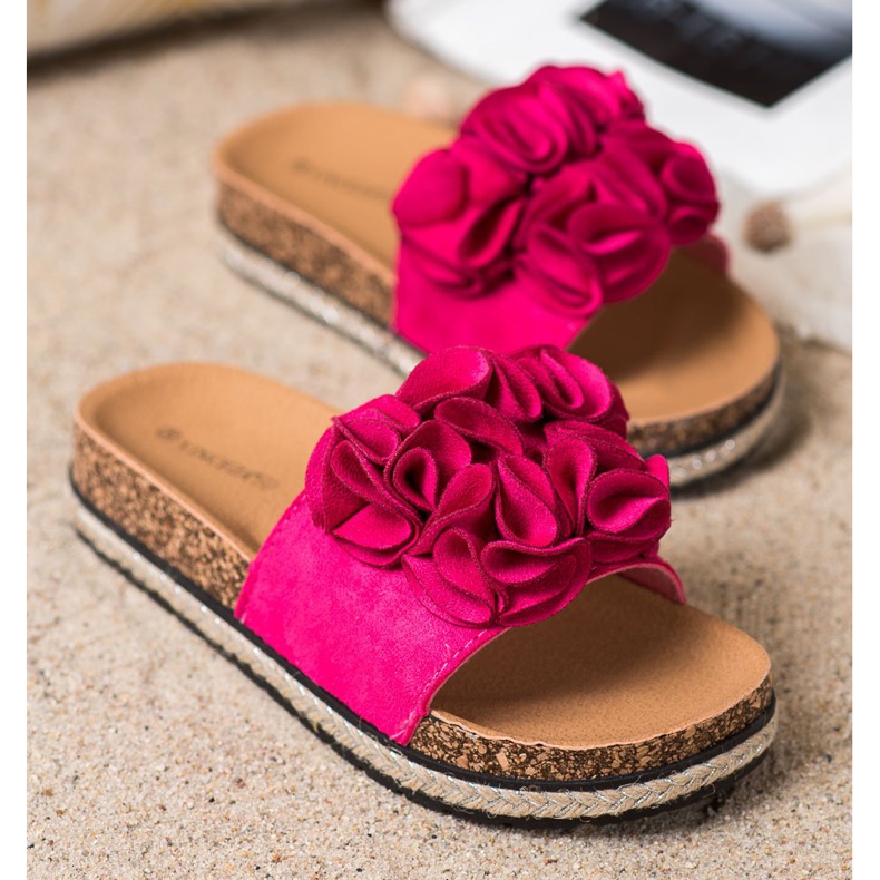 Udobne papuče s cvijećem VINCEZA ružičasta 2