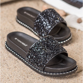 Papuče na platformi VINCEZA crna 1