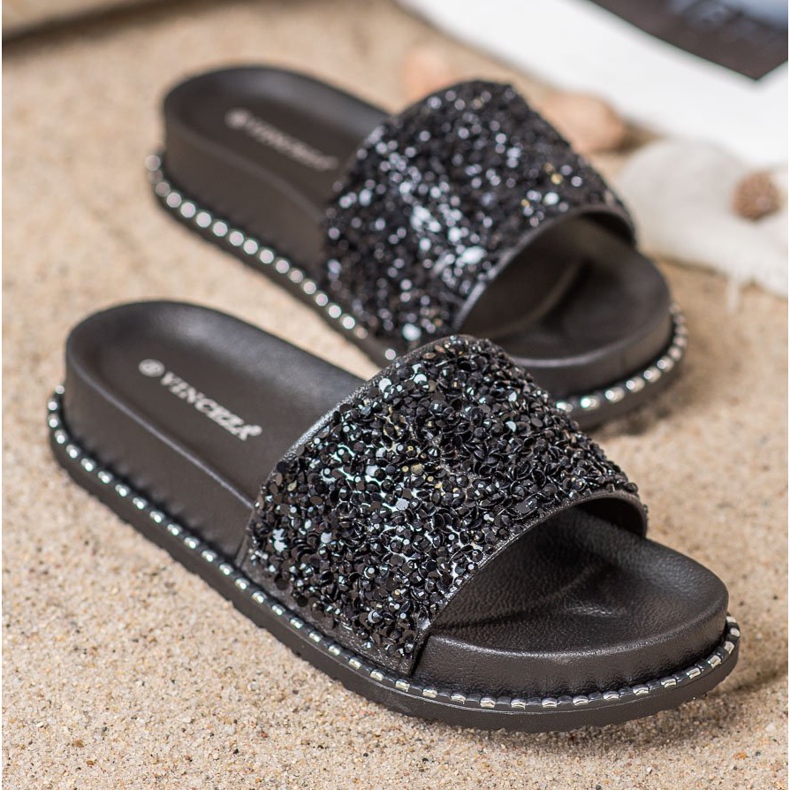 Papuče na platformi VINCEZA crna 1