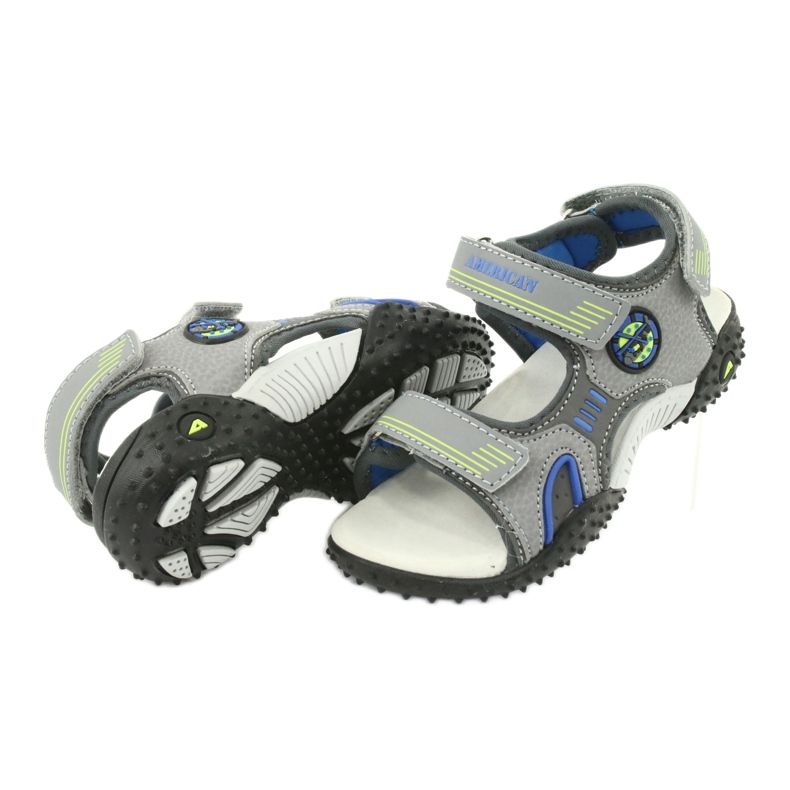 American Club Američke sandale s kožnim uloškom HL20/20, sivo-plave siva 3