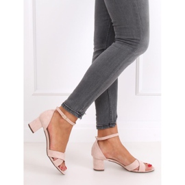 Sandale s visokim potpeticama bež i ružičasta F189P bež smeđa 2