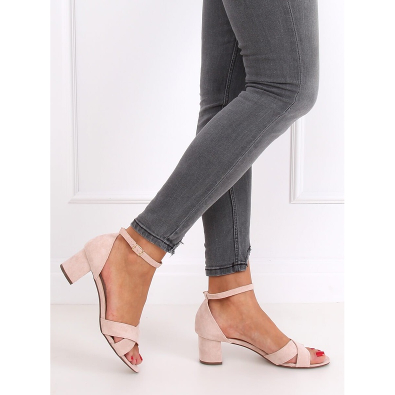 Sandale s visokim potpeticama bež i ružičasta F189P bež smeđa 2