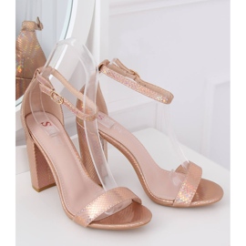 Holografske sandale na visoku petu TU135P Champagne raznobojna žuta boja 1