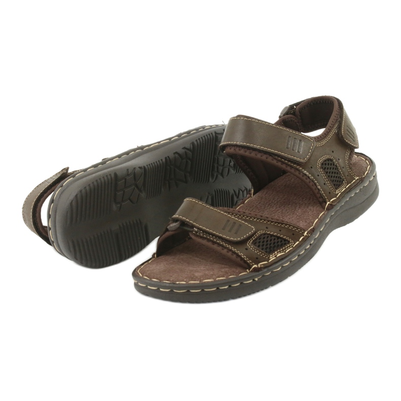 Udobne kožne sportske sandale American Club CY13 / 20 smeđa 4