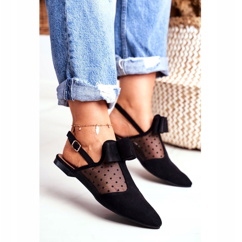 Lu Boo ženske balerina mašne Mule Domino crne crna 2