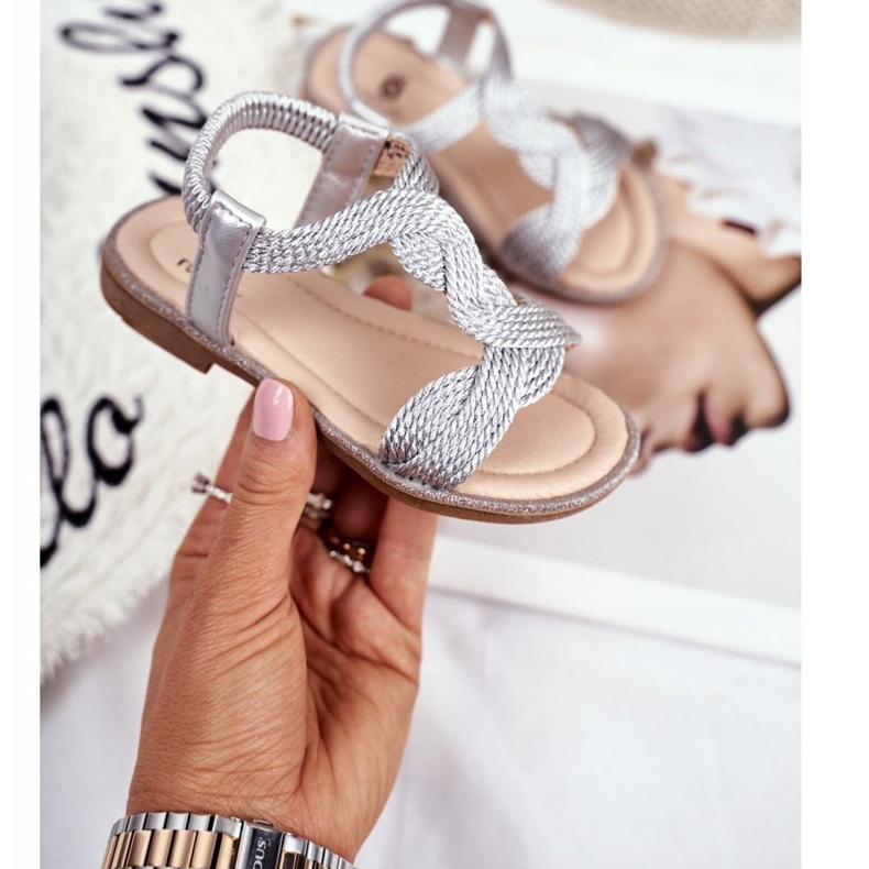 FRROCK Dječje srebrne sandale Lamado siva 2