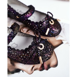 S.Barski Dječje crne ažurne balerinke s čičkom Barski Remtro crno 1