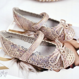 S.Barski Dječje bež ažur balerine s čičkom Barski Remtro 1