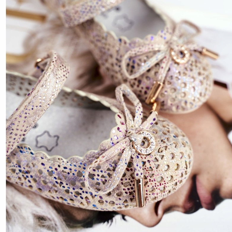 S.Barski Dječje bež ažur balerine s čičkom Barski Remtro 2