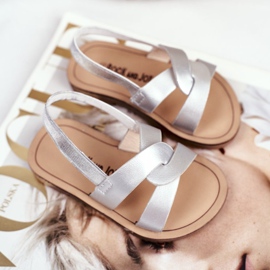 FRROCK Dječje klizne sandale s gumicom Silver Bambino siva 1