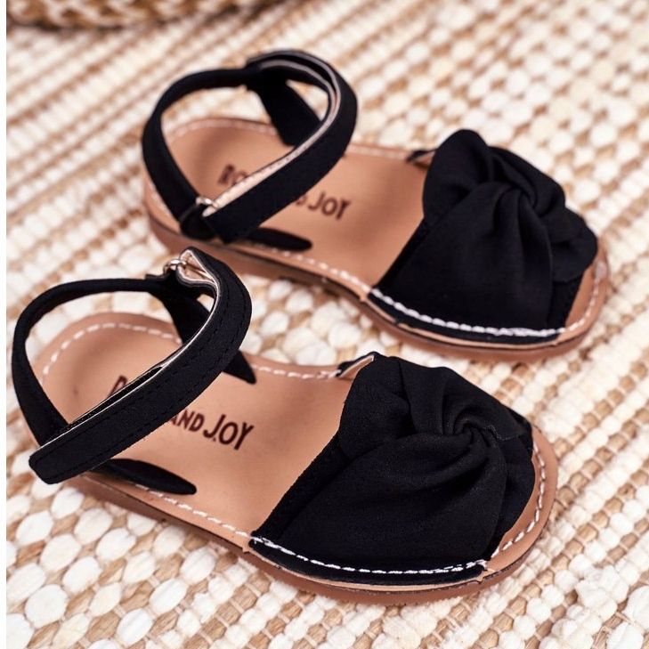 FRROCK Dječje žute šarene sandale na čičak crna 1