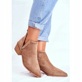 Bellucci Ženske čizme na petu, antilop, ažur, bež Margate 1