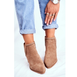 Bellucci Ženske čizme na petu, antilop, ažur, bež Margate 2