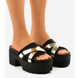 Crne papuče s visokim potpeticama CL-3A309-42 crna žuta boja 1