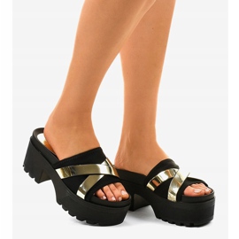 Crne papuče s visokim potpeticama CL-3A309-42 crna žuta boja 2