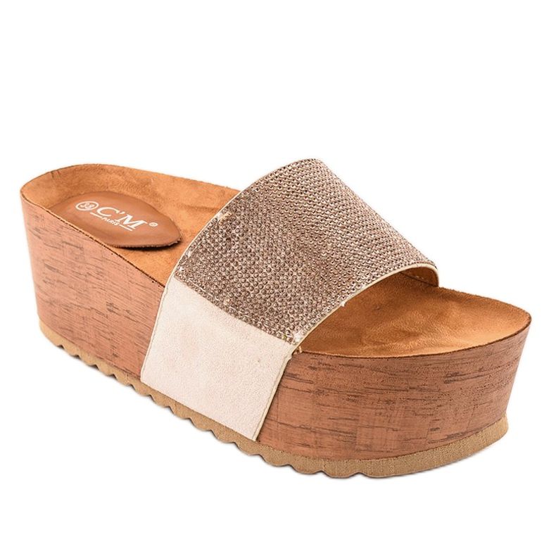 Bež papuče na platformi 77-99 1