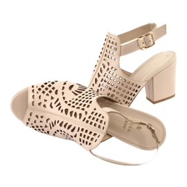 Sandale na šanku Laura Messi 1924 Koža Bež Montoro ružičasta 5