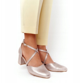 Ženske pumpe Maciejka Kožna Zlatna 04070-25 zlatni 2