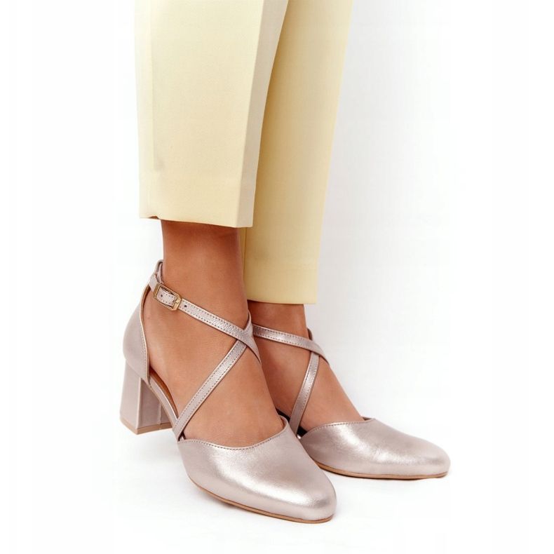 Ženske pumpe Maciejka Kožna Zlatna 04070-25 zlatni 2