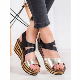 Goodin Modne sandale s čičak trakom crno žuta boja 1