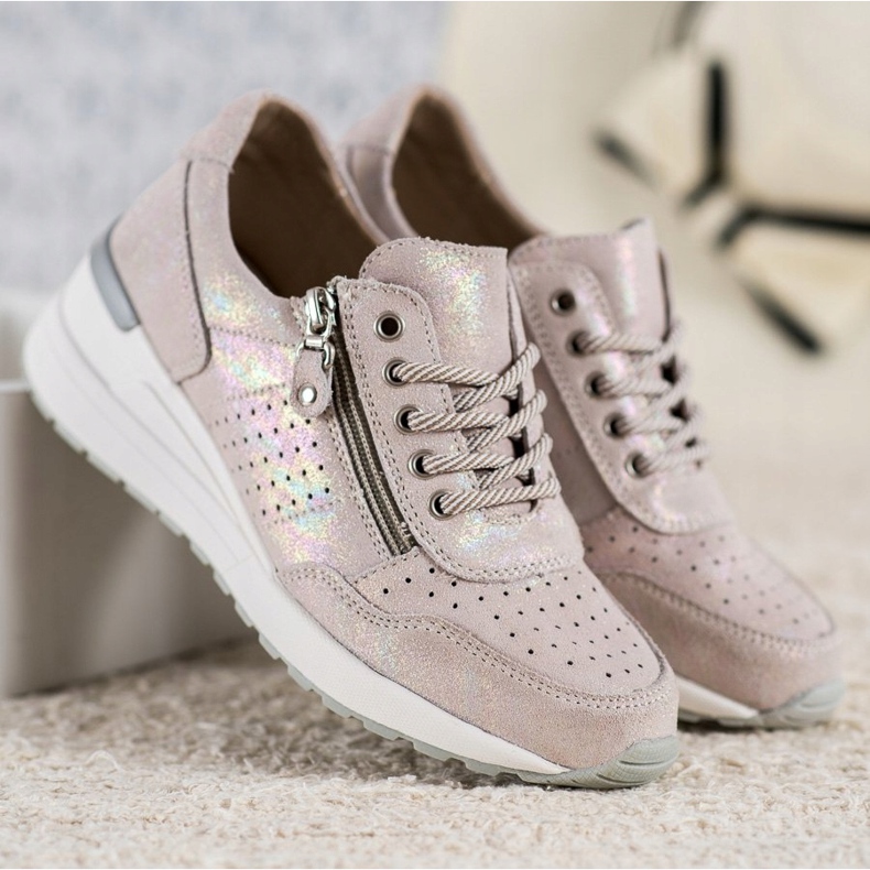 Kožne tenisice s VINCEZA patentnim zatvaračem smeđa 2