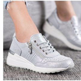 Kožne tenisice s VINCEZA patentnim zatvaračem siva 1