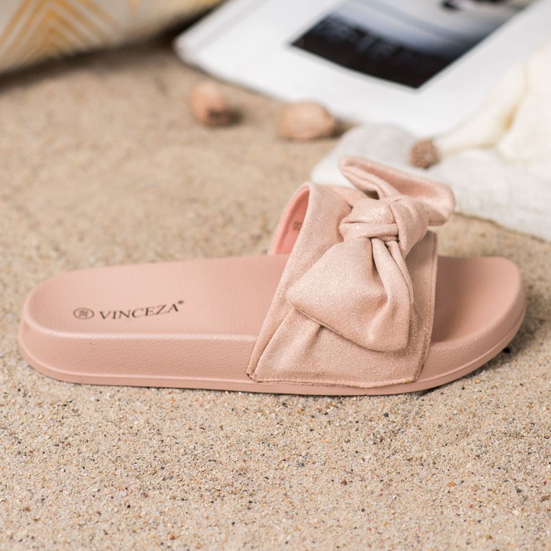 VINCEZA Papuče s mašnom ružičasta 2
