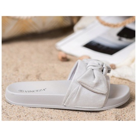 VINCEZA Papuče s mašnom siva 2