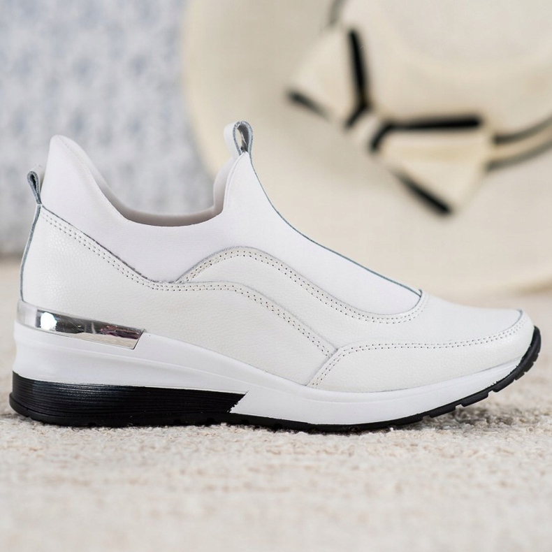 VINCEZA Kožne cipele na klizanje bijela 2