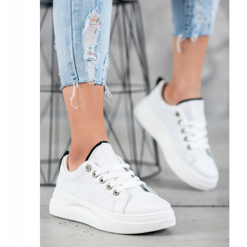 SHELOVET Modne tenisice na platformi bijela 1