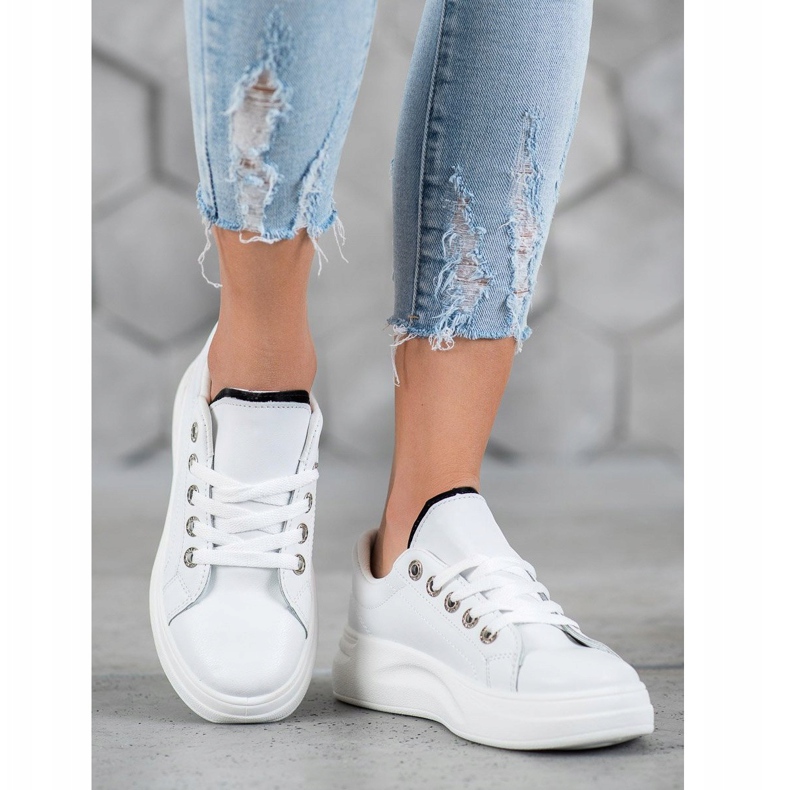 SHELOVET Modne tenisice na platformi bijela 2