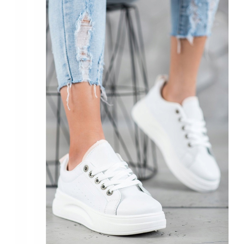SHELOVET Modne tenisice na platformi bijela 1