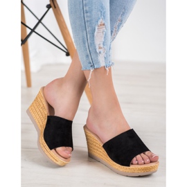 SHELOVET Sandale na antilop klin crna 2