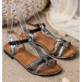 Small Swan Elegantne sandale crno siva 1