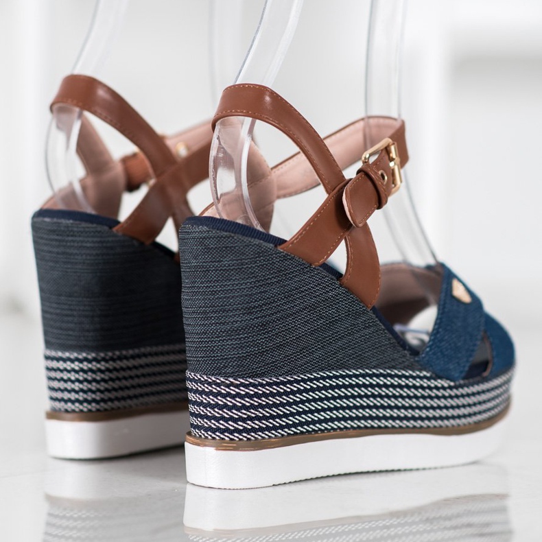 SHELOVET Sandale na klin plava 1