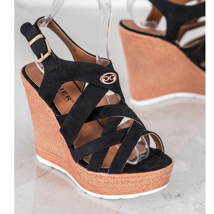 Comer Modne sandale na klin crna 1