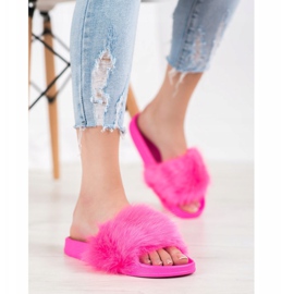 SHELOVET Gumene papuče s krznom ružičasta 1