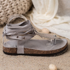Seastar Sandale sa vezanim japankama siva 2