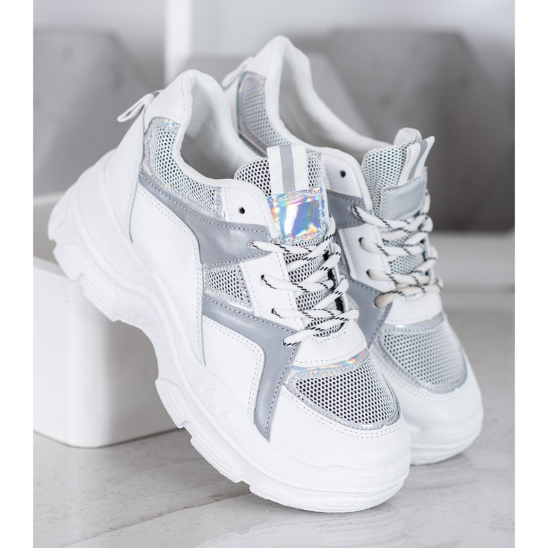 Sweet Shoes Vezane tenisice bijela siva 1