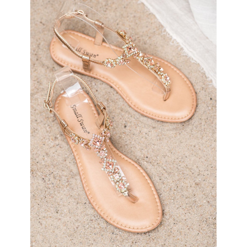 Small Swan Sandale s japankama s kubnim cirkonijem žuta boja 2