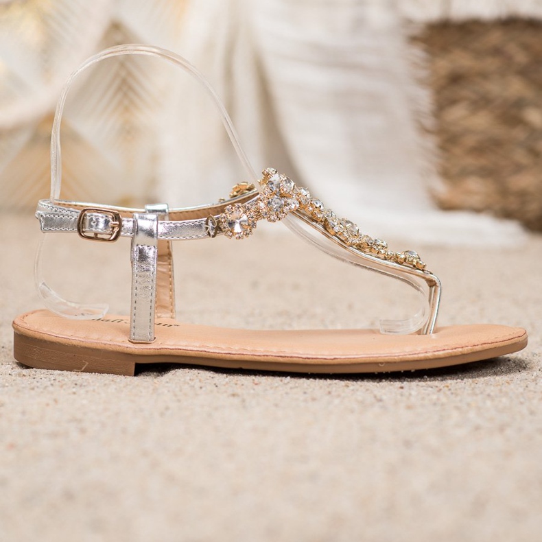 Small Swan Sandale s japankama s kubnim cirkonijem siva 2