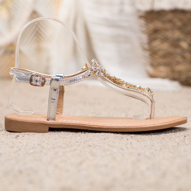 Small Swan Elegantne sandale s kubnim cirkonijem siva 2