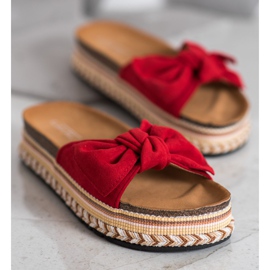 SHELOVET Modne papuče na platformi crvena 2