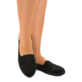 HJ1709 crne slip-on ažurne tenisice crna 1