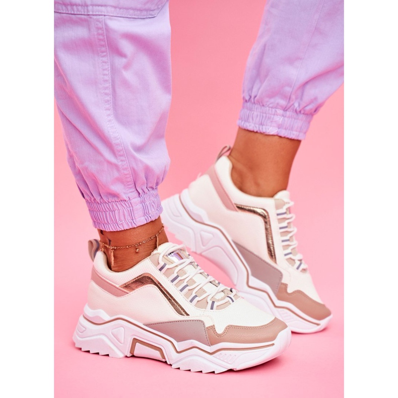 Ženske sportske cipele bijele i bež boje Rollen bijela smeđa 1