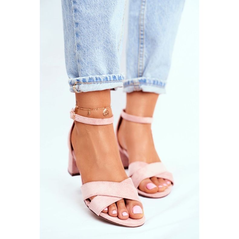 SEA Sandale od antilopa na baru Pink Nela ružičasta 1