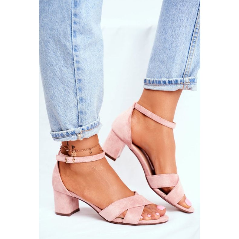 SEA Sandale od antilopa na baru Pink Nela ružičasta 2